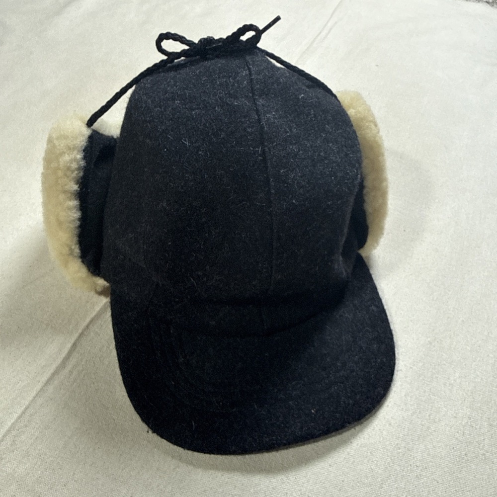 Filson Double Mackinaw Wool Hat Grey Shearling Made In USA Trapper Hat
